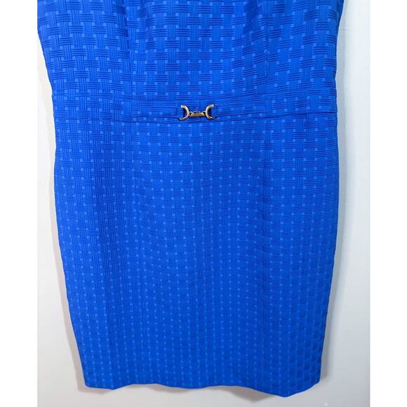 Talbots Cobalt Blue Basketweave Jacquard Sheath Dress Size 16 NWT - Picture 2 of 9